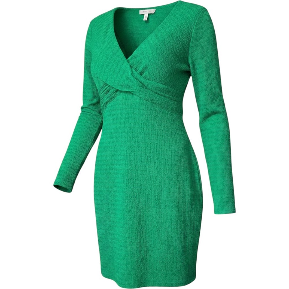 Siena Green Textured Long Sleeve Surplice V-Neck Sheath Dress Size 12 Office NWT